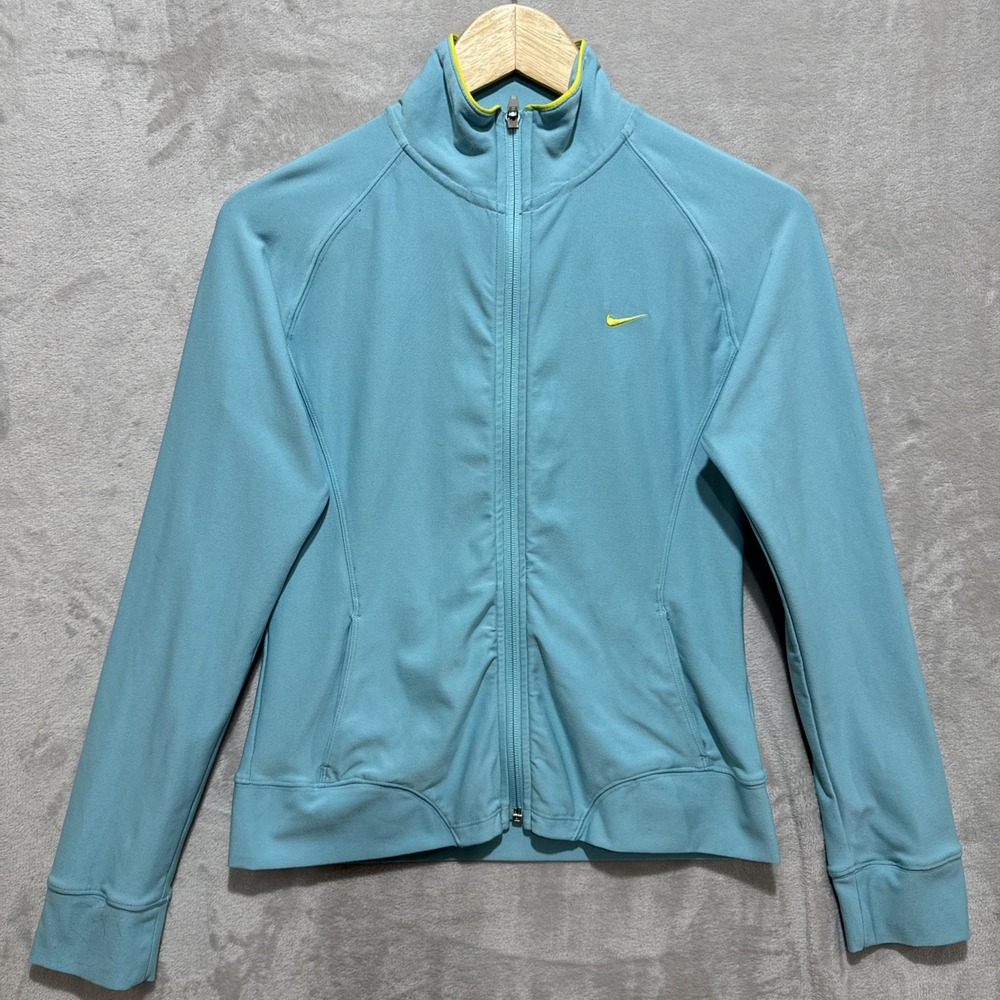 Nike Dri Fit Training Jacket Women's XS Blue Full Zip‎ Athletic Long Sleeve Logo